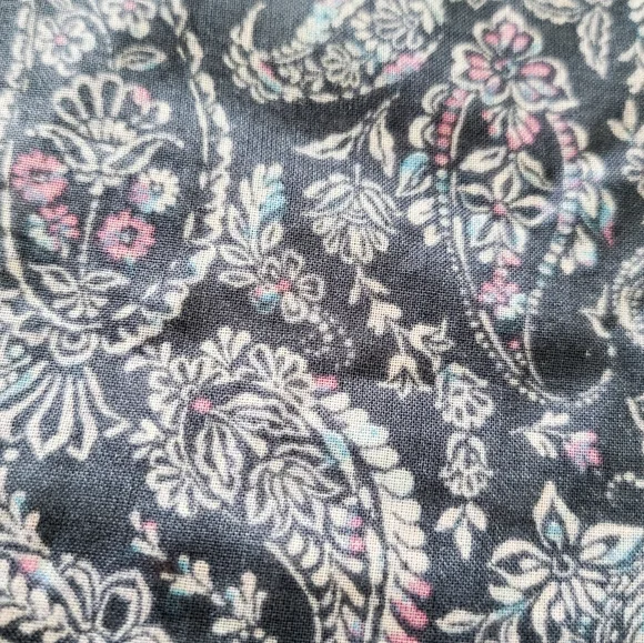 Rewind XS Blue Square Neck Flutter Sleeve Top Boho Paisley Blouse - Picture 8 of 9